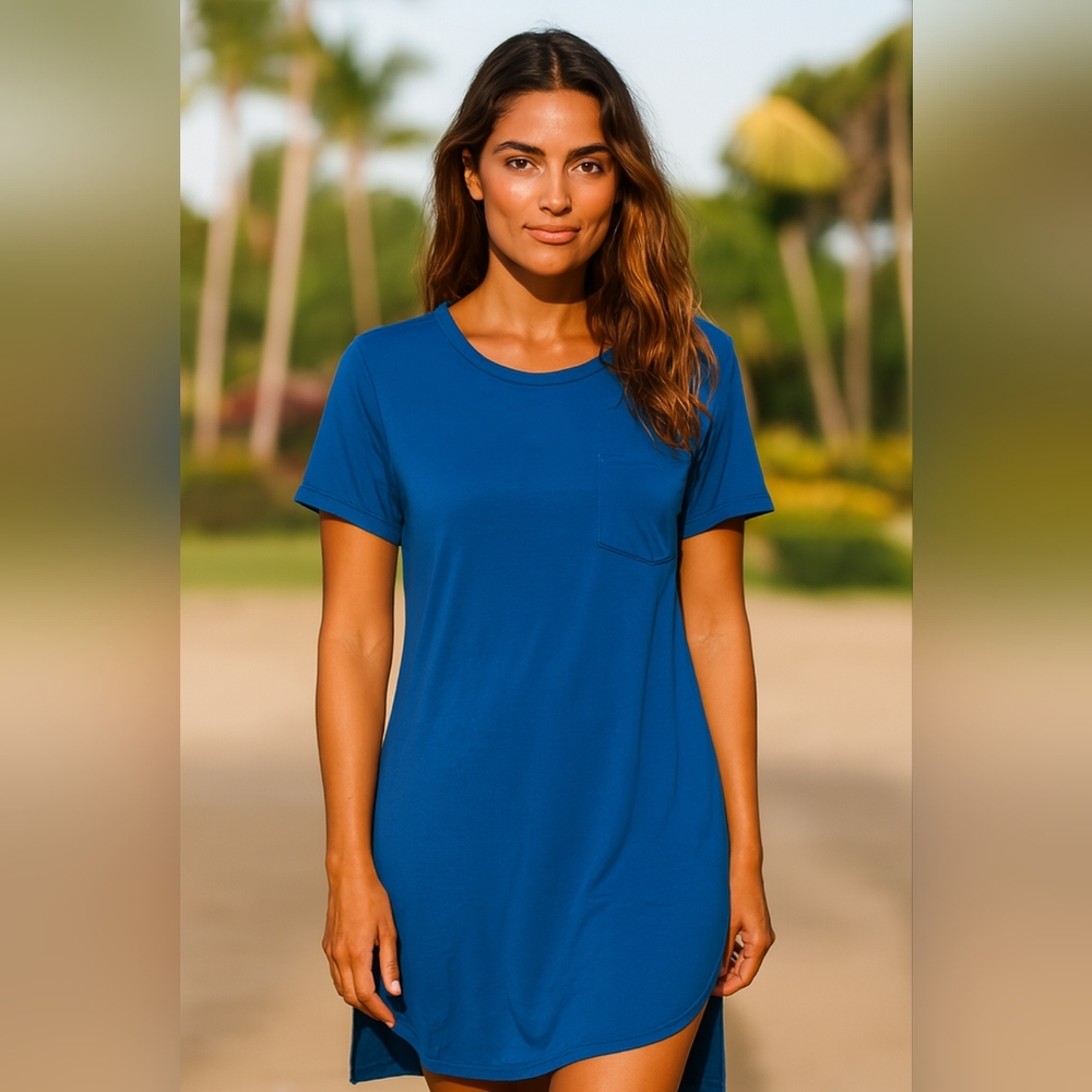 AJ Amelia James Blue Short Sleeve T-Shirt Dress NWT S